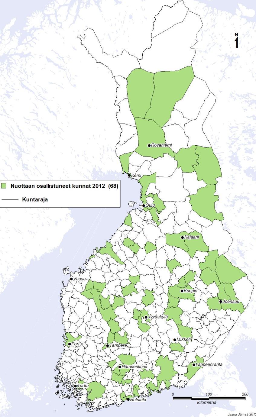 Nuotta-valmennus Toimintavuonna 2012 Nuottavalmennuksia järjestettiin yhteensä 201. Niihin osallistui 1902 henkilöä, joista nuoria oli 1462 (77 %) ja lähettävän tahon työntekijöitä 440 (23 %).