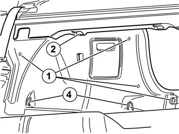 Nosta kynnyspaneelia toisesta päästä niin, että loput kaksi kiinnitintä irtoavat ja irrota paneeli. Irrota kumilista kohdasta, jossa se peittää oikean sivupaneelin takaluukun aukossa.