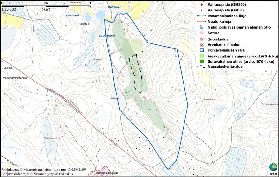 Keski-Suomen liitto Saarijärvi - Viitasaaren seutukuntien maa- ja kalliokiviainesselvitys 9 mien kokonaismassa-arviot pohjatason suhteen laskettuna (0 metriä).