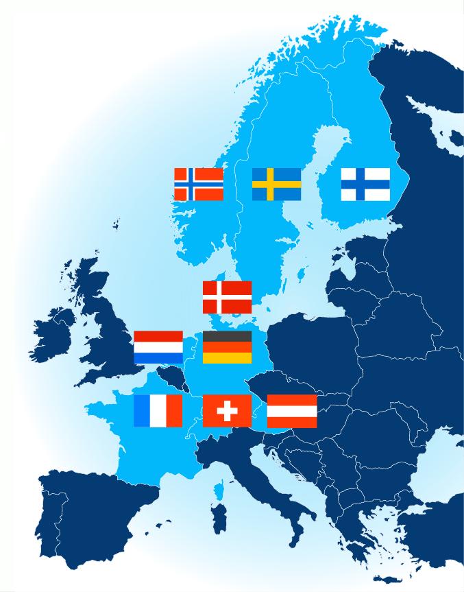 Vertailumaat vuoden 2016 raportissa 4 Pohjoismaata: Suomi Norja Ruotsi Tanska 5 Keski-Euroopan