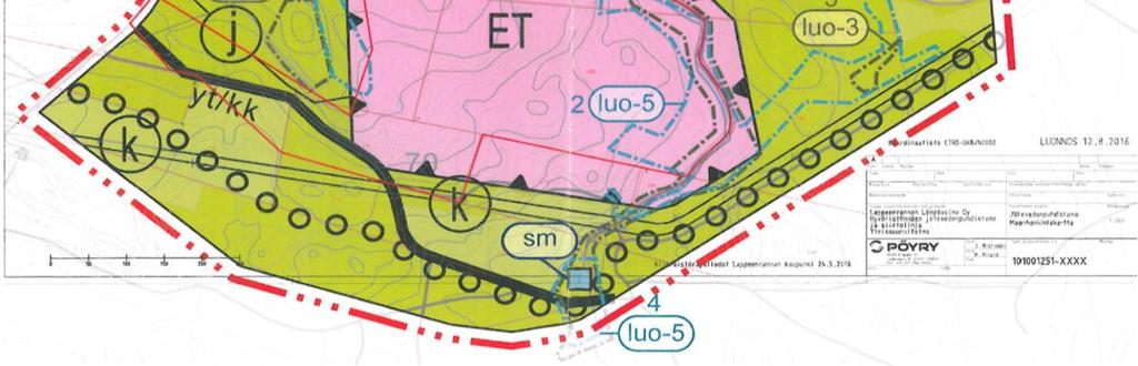8.2016 OYK-alue noin 68 ha ET-alue noin 23 ha puhdistamoalue noin 5 ha kaavoitustyö jatkuu asemakaavan laadintana lähikuukausien aikana