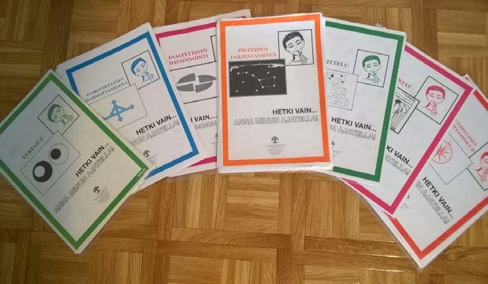 16 IE-ohjelman 14 instrumenttia on jaoteltu sen mukaan mitä kognitiivisia toimintoja ne pääasiassa harjoittavat (mm. avaruudellista hahmottamista, vertailua, luokittelua, analyyttista havainnointia).