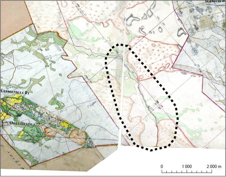 lähiympäristöä kuninkaan kartastossa 1700-1800