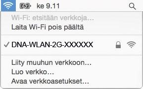 Paina yläkulmassa olevaa WLAN-kuvaketta. 2. Valitse oma verkkosi (SSID). 2. Valitse seuraavaksi kuuluvuuspalkit. 3.