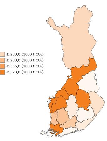 Lähde: Tilastokeskus, Kasvihuonekaasujen inventaario; Luke, Indikaattorit. Linkki lähdeaineistoon. Kuva 34. Maatalouden kasvihuonekaasupäästöt vuosina 2010 2013 sekä ELY-keskuksittain vuonna 2013.