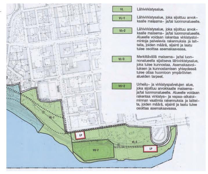 Ote Pyynikin osayleiskaavasta vuodelta 1991 VIHERALUEET JA MAANKÄYTÖN MUUTOS Suunnittelualue rajautuu Pyynikin luonnonsuojelualueeseen.