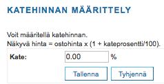 3.3.6 Massatilaus Tämä asia käydään läpi kappaleessa 4 3.4 Asetukset välilehti Kuva 3.4.1. Asetukset välilehti 3.4.1 ALV ja valuutta Tällä sivulla voit valita haluatko nähdä verkkokaupan hinnat ALV:lla vai ilman(alkuperäiset asetukset ovat ilman ALV:a).