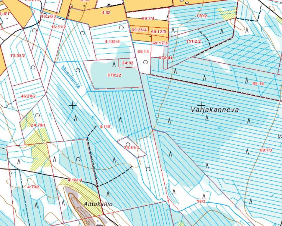 KÄYTTÖOHJE Valuma-alueen määritys 4 (8) Kiinteistörajoina on käytetty karttapalvelua, joka on tehty