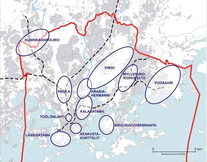 PROJEKTIALUEET Kuva 4. Aluerakentamisprojektit vuonna 2008.