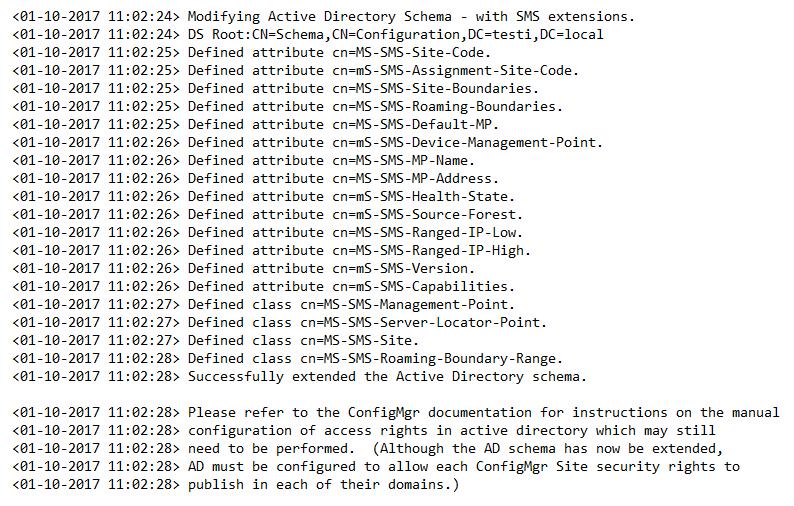 27 oikeudet containeriin. SCCM-asennusmedialta kopioidaan extadsch.exe tiedosta AD/DNS koneelle ja ajetaan se. Extadsch.