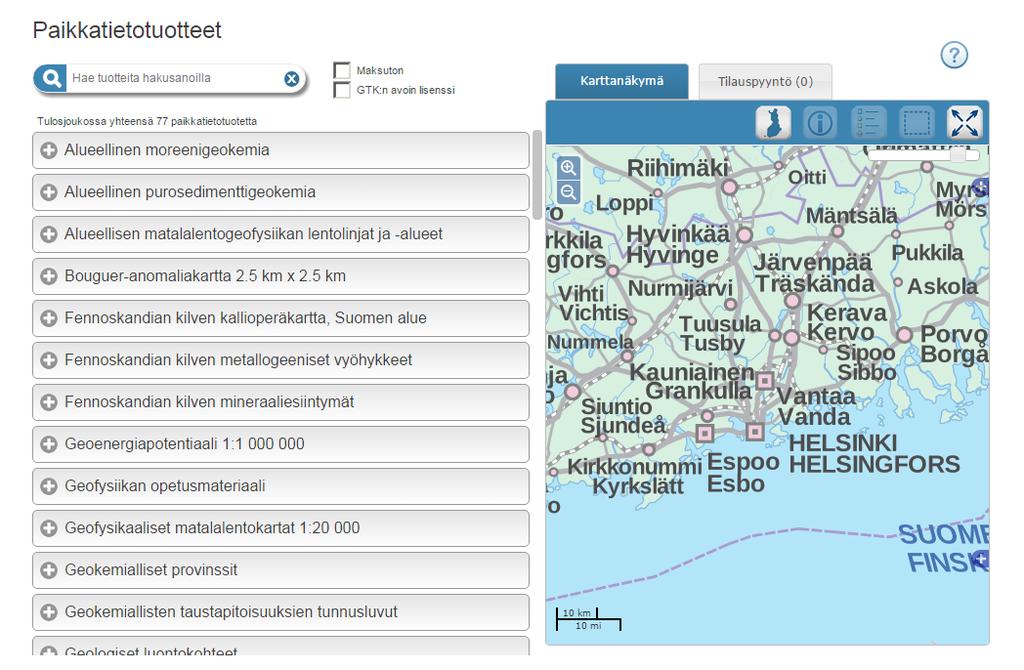 30 3.3.5 HAKKU Geologian tutkimuskeskus on kerännyt tuottamansa ja haltuun samansa julkiset tietotuotteet HAKKU-latauspalveluun (Kuva 33). Suurin osa sisällöstä on suorassa verkkojakelussa.
