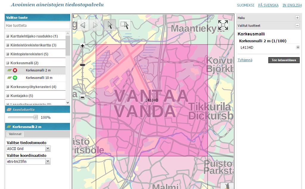 Maanmittauslaitos ylläpitää ladattavien