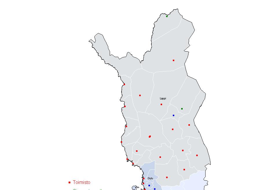 Yhteispalvelupisteitä 123 kpl Toimistopalvelun