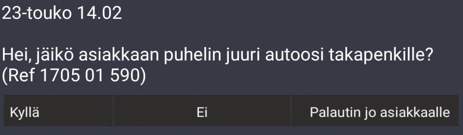 Viestit Keskuksen lähettämät viestit näkyvät ruudulla automaattisesti.