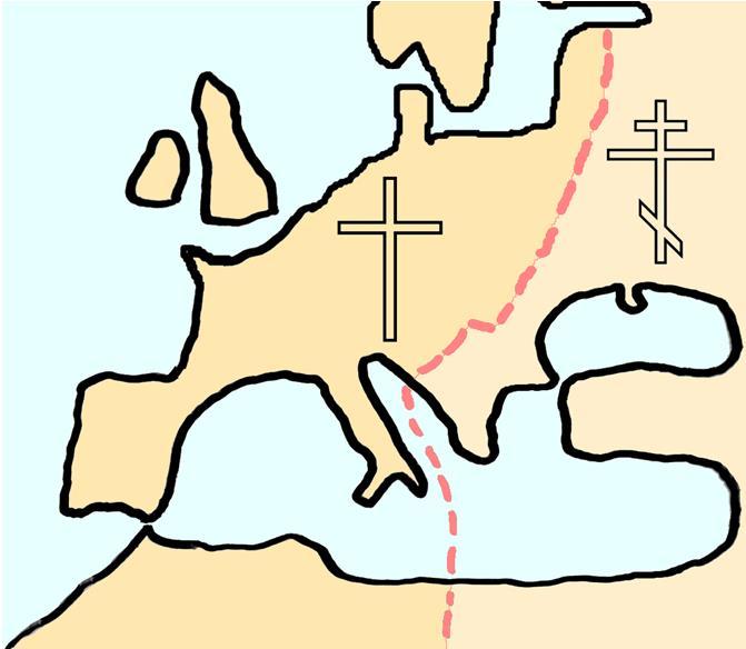 Kirkko jakautui kahtia vuonna 1054 läntiseen katoliseen kirkkoon itäiseen