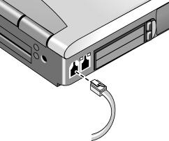 Kannettavan HP-tietokoneen käytön aloittaminen Tietokoneen asentaminen Vaihe 3: Liittäminen puhelinlinjaan Jos tietokoneessa ei ole sisäistä modeemia, voit jättää tämän vaiheen huomiotta.