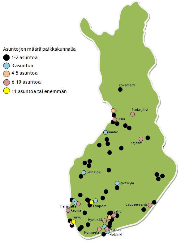 KVPS:n asunnot Suomessa KVPS- koteja yli 370 kpl eri