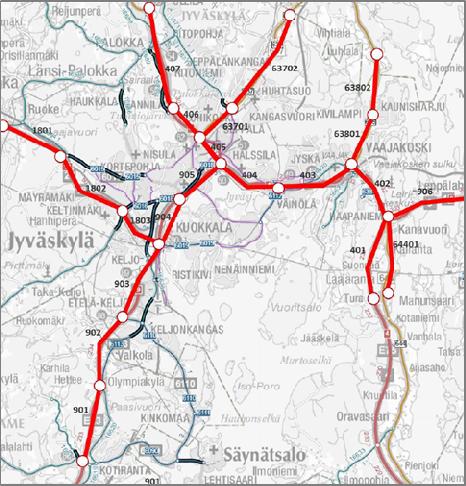 keskustoihin ja näitä yhdistävän pääliikenneväylän varrelle. Seudullinen asuminen ei tukeudu valtakunnallisten valtateiden varrelle, vaan muodostaa oman kokonaisuutensa.