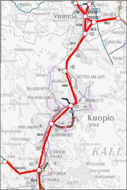 Liite 1 / 3 (14) KUOPIO Tarkastellut maantiet ja niiden valtakunnallinen merkitys (kartat) Merkitys valtakunnallisen liikenteen näkökulmasta.