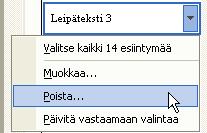 Tyylin poistaminen napsauta tyylin nimen kohdalta nuolipainiketta ja valitse Poista => kappaletekstit muuttuvat Normaali