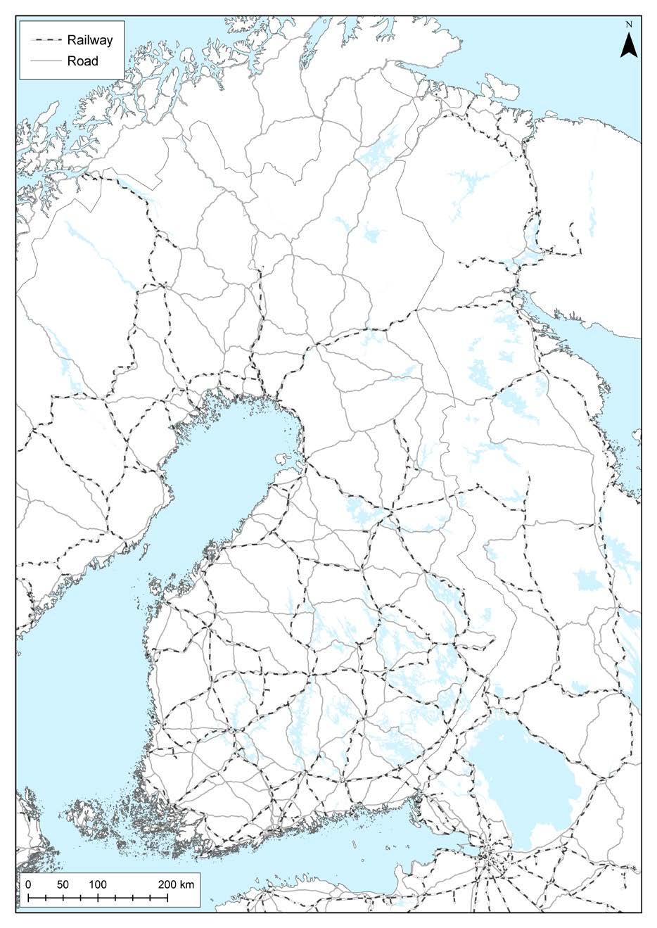 Esitys EU:n pohjoisen ulottuvuuden (NDPTL) tieverkon laajentamiseksi Nykyinen NDPTL tieverkko