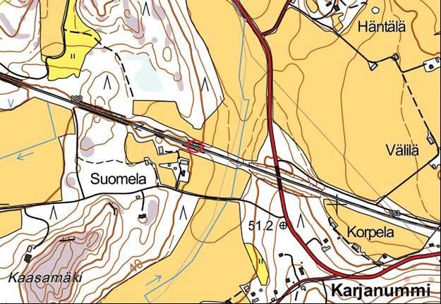 43 Kuva 24. Kohteen 151 sijainti kartalla. Siirtymäanturien sijainti on merkitty punaisella ympyrällä.