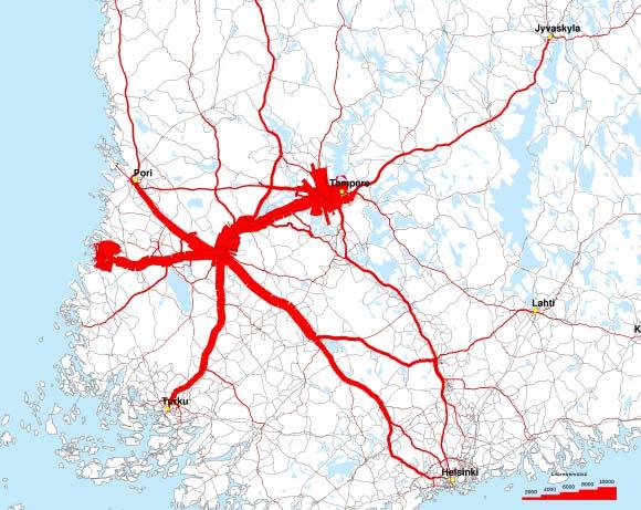 Liite 3 / 41 (56) Vt 12 Rauma Tampere Yhteysvälin strategiakortti 4/2017 TIEN ROOLI Valtatie 12 toimii Rauman seudun teollisuuden ja sataman kuljetusten pääreittinä sisämaahan ja tiellä on