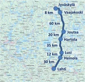 Lusin ja Vaajakosken vä- KVL 10 900 (5 870 34 130) KVLRAS 1 220 (690 2 490) lillä liikennemäärä putoaa 6 000 7 000 ajoneuvoon.