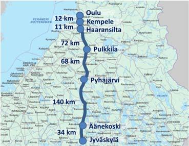 Osa pohjoispään liikenteestä suuntautuu Kokkolaan (vt 8) ja Ylivieskaan (kt 86). Pohjoispäästä liikenne jatkaa Kemiin ja muualle Lappiin (vt 4) sekä Ruotsiin.