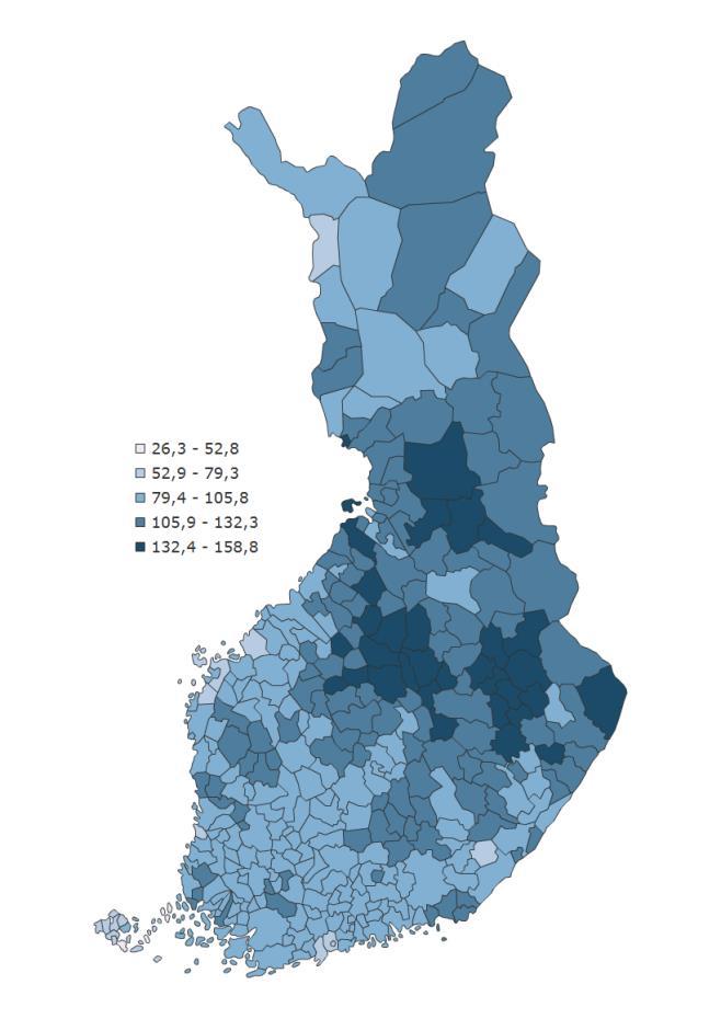 Statistical review 2013 Findings should be read with caution The challenge in using register data for analysis is that, independent of morbidity, there may be systematic differences between areas in