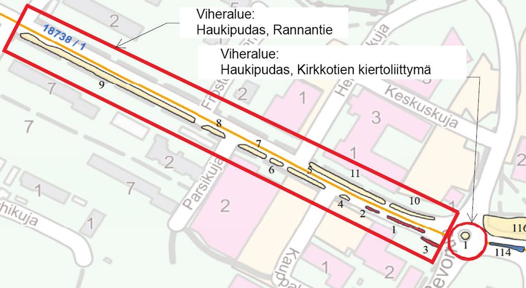 18 Liikenneviraston ohjeita 26/2017 Viheralueeseen voi sisältyä useita viherkuvioita, esimerkiksi nurmikuvio, pensaskuvio tai puurivi. Viherkuviot inventoidaan istutus- tai kasviryhmittäin.