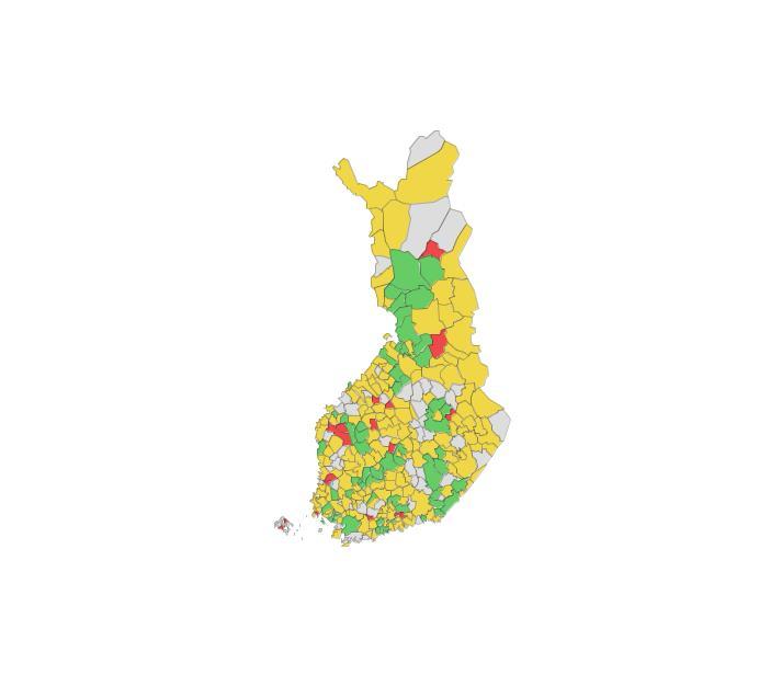 Kuntajohto 2015 ja terveydenedistämisaktiivisuus Hyvä tulos (75 100)