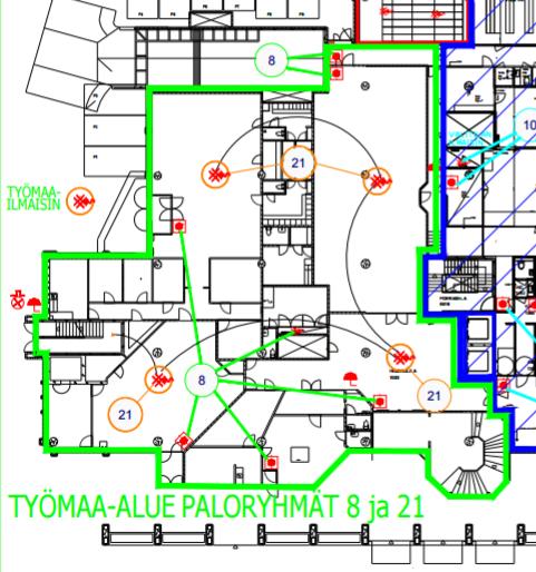 25 3.4 Työ- ja ympäristöturvallisuus Data- ja Biocityn saneerattavissa tiloissa oli käytössä sprinklerijärjestelmä.