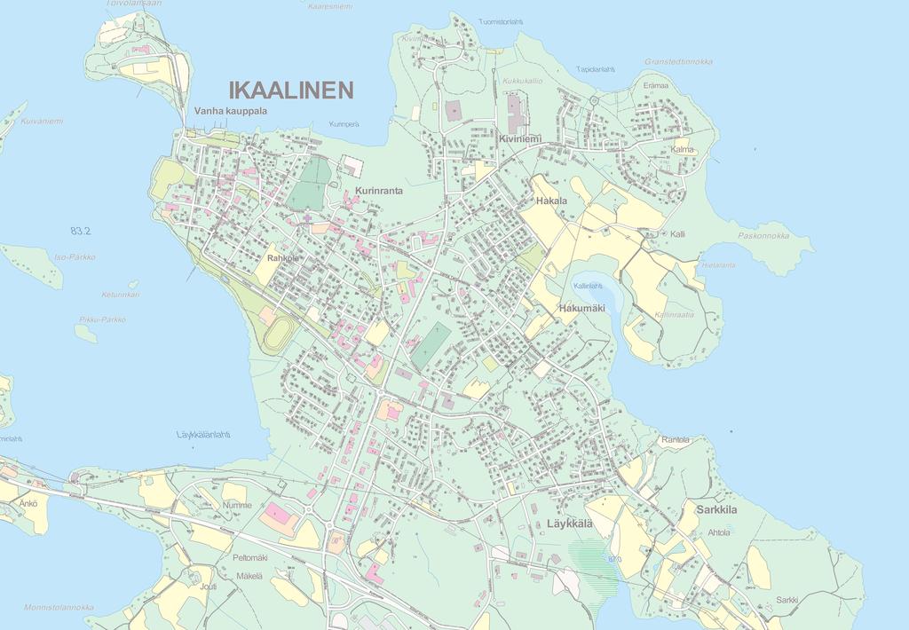 Toimenpiteet, jotka eivät näy kartalla: 57 Keskustan katuverkon nopeusrajoituksen alentaminen 40 30 kmh 46 2-suuntainen pyörätie -lisäkilven lisääminen jkp-teiden ja ajoneuvoliikenteen väylien