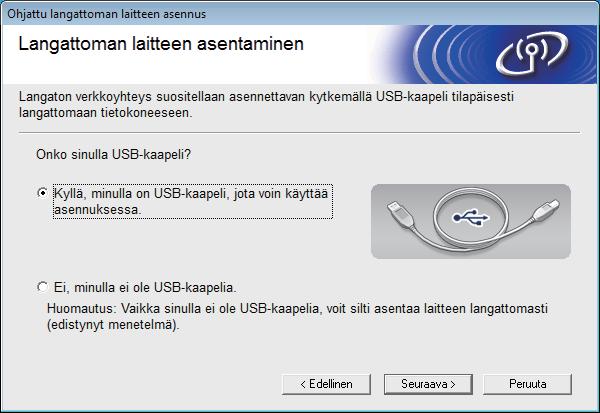 Lngttomn verkon käyttäjille e Vlitse Kyllä, minull on USB-kpeli, jot voin käyttää sennuksess. j npsut sitten Seurv.