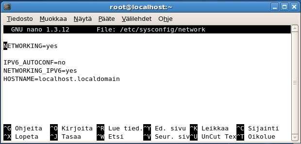 11 Kuva 3. network-skripti Kuvassa 3. on network-tiedosto, joka löytyy polusta /etc/sysconfig/network.