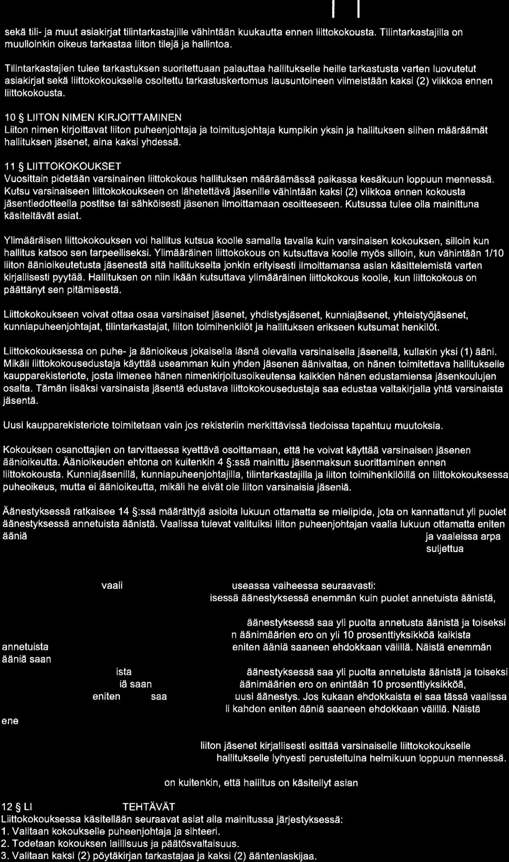 tt sekä t l ja muut asiakirjat tilintarkastajille vähintään kuukautta ennen liittkkusta. Tilintarkastajilla n muullinkin ikeus tarkastaa liitn tilejä ja hallinta.