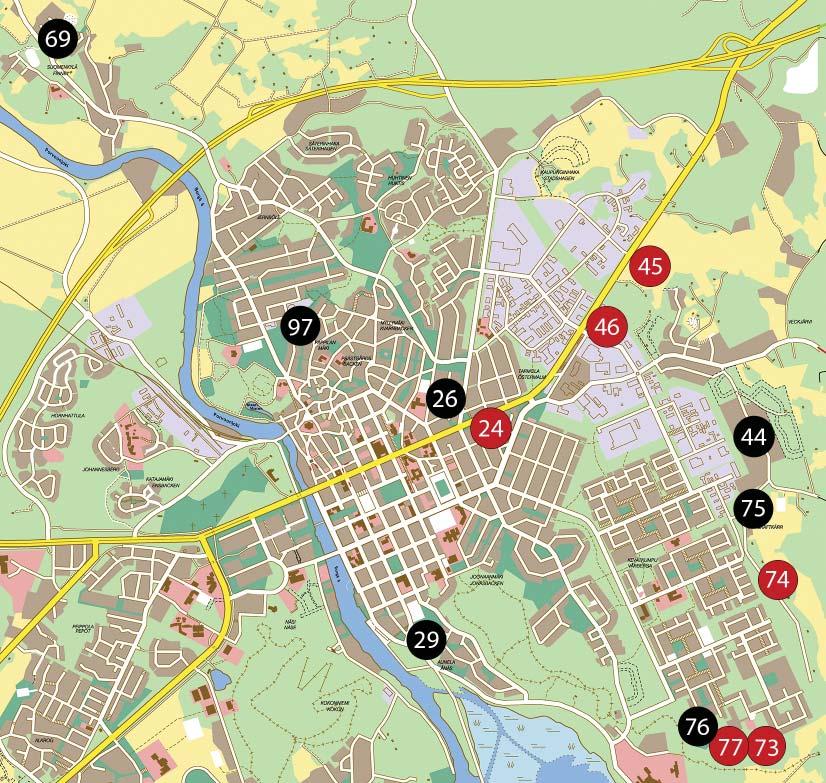 Porvoonjoen itäpuoliset osat Områden öster om Borgå å 24.
