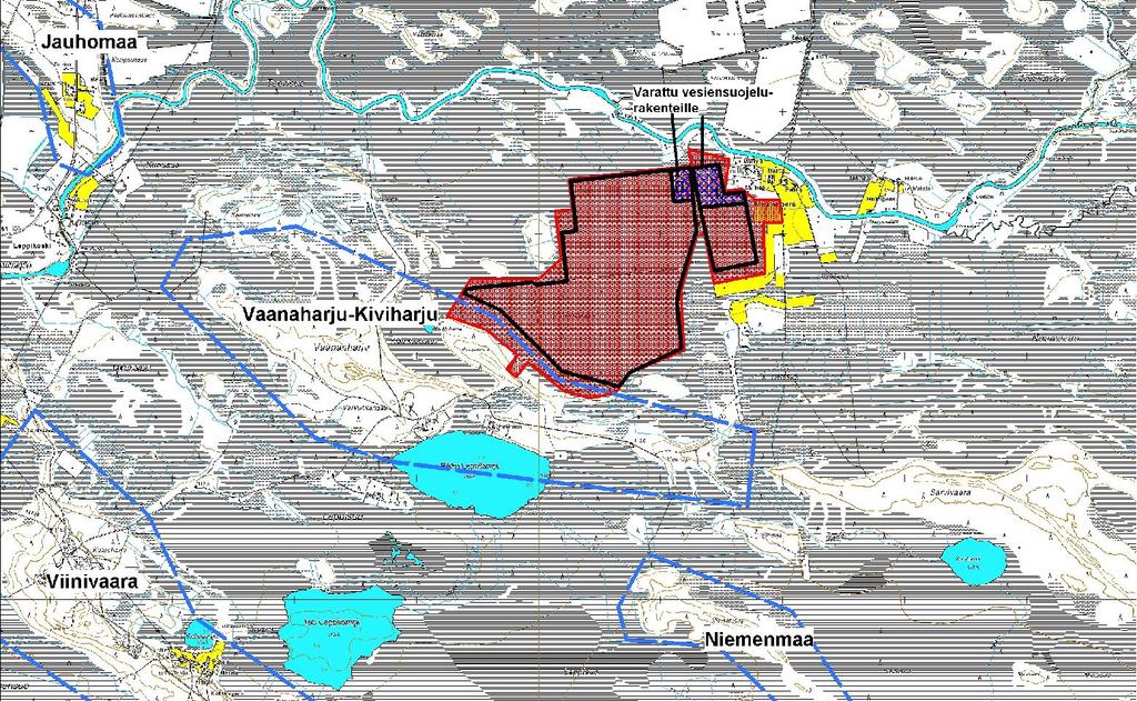FCG Planeko Oy YMPÄRISTÖVAIKUTUSTEN ARVIOINTIOHJELMA 18 (33) 5.4.3 Pohjavedet Hankealue rajautuu Vaanaharjun Kiviharjun pohjavesialueeseen (11615203), joka on I luokan tärkeä pohjavesialue.