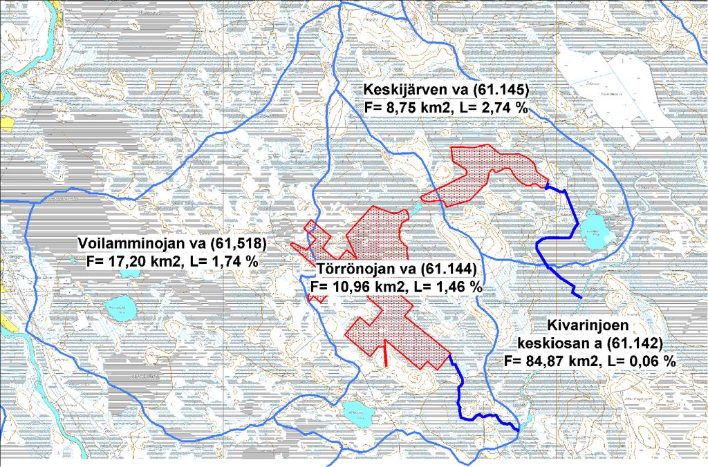 FCG Planeko Oy Ympäristövaikutusten arviointiohjelma 19 (30) 5.4.3 Pohjavedet 5.4.4 Pintavedet Hankealueen läheisyyteen ei sijoitu luokitettuja pohjavesialueita.