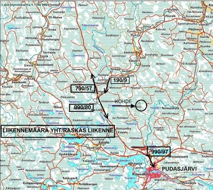 FCG Planeko Oy Ympäristövaikutusten arviointiohjelma 26 (30) Livon kylästä Ala Livoon maantiellä 8570 liikennemäärät ovat vähäisiä (190 ajoneuvoa vuorokaudessa).
