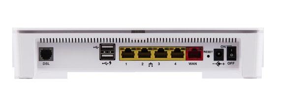 2. Modeemin asennus ja Ethernet-yhteyden käyttöönotto 2.3 Laitteen liitännät: 1. Virtakytkin (virta päälle/pois päältä).
