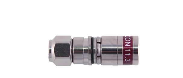 7541392 F-59-CX3 6.0 QM F-liitin kompressio, mm. RG 59 ja Tellu 17 kaapeleille.