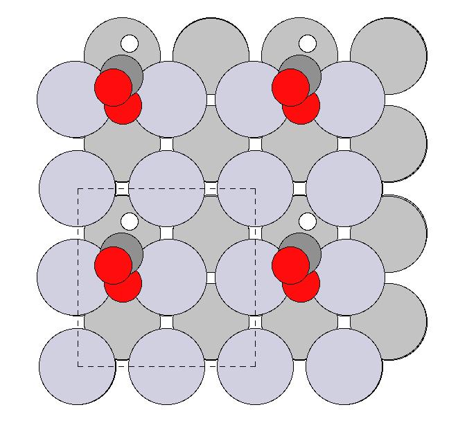 (a) Silta (b) Huippu Kuva 36: Formiaatin sitoutuminen yhdellä happiatomilla Pt(100)-pinnalle a) siltamaisesti, b) huipulle.