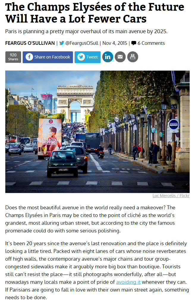 Katuesimerkkejä muualta jopa Champs Elysees, Pariisi uudistuu!