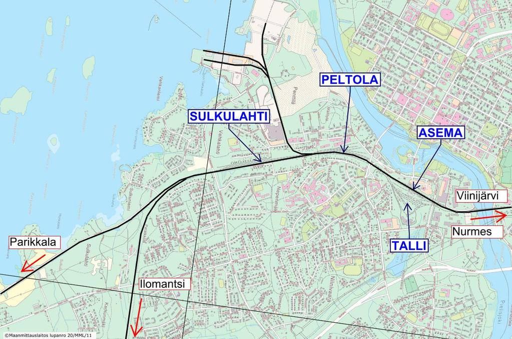 5(26) 1. LÄHTÖKOHDAT JA TAVOITTEET 1.1 Yleistä Joensuun liikennepaikka sijaitsee keskellä kaupunkia neljän yksiraiteisen rataosuuden risteyskohdassa.