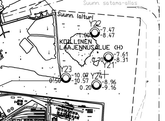 124(190) Kuva 87. Sedimenttinäytepisteet Y21, Y22, Y23 ja Y24 Tuohipöllön saaren ympäristössä (Suomen IP-Tekniikka Oy 2006).