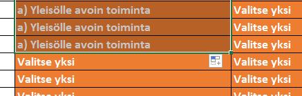 Saman sisällön kopiointi usealle riville Vie kursori sarakkeen alareunaan siten että näkyviin tulee plus merkki Vedä hiirellä alaspäin niin monta riviä kuin haluat sisällön