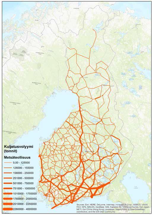 METSÄTEOLLISUUDEN TOIMIPAIKAT JA TIESTÖN KÄYTTÖ SUOMESSA Kuljetukset Suomen sisällä noin 80 miljoonaa tonnia, josta tiekuljetuksia noin 75 % Investoinnit lisäävät