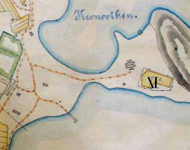 Kyrk Wiken ja Lembergsviken Bertel Bockströmin kartassa vuodelta 1903. Seilin pappina 1767 88 toimineen C. H. Lembergin mukaan nimetyn lahden rantaan on merkitty iso laituri.